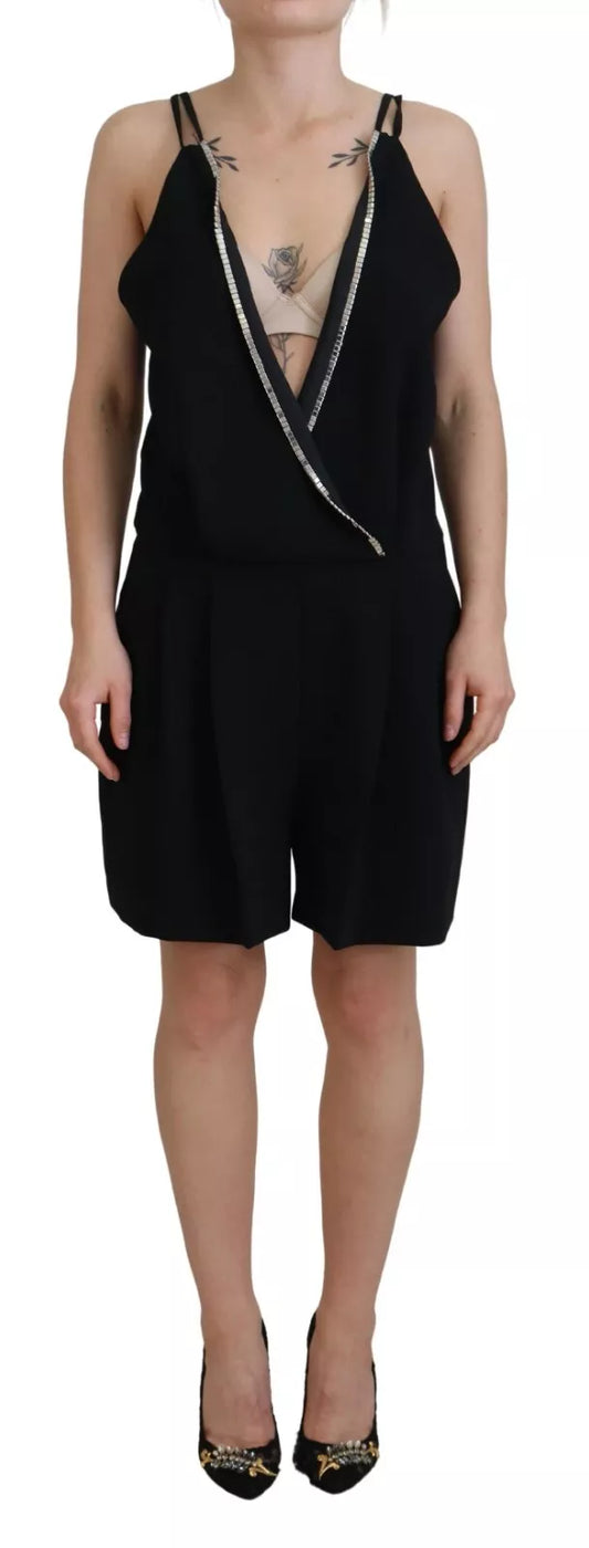 Dsquared² Black Embellished Sleeveless V-neck Jumpsuit Dress