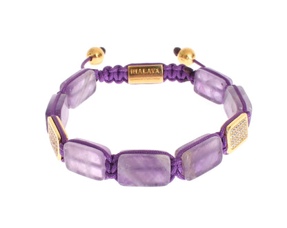 Nialaya Dazzling Diamond Gold-Plated Amethyst Bracelet