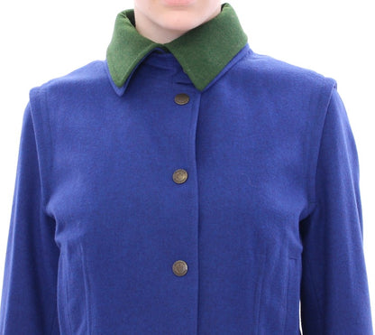 Andrea Incontri Elegant Blue Wool Jacket with Removable Collar