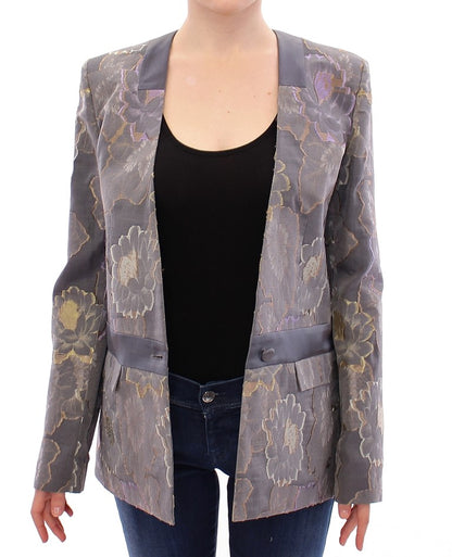 Roberto Fragata Chic Silk Floral One-Button Blazer