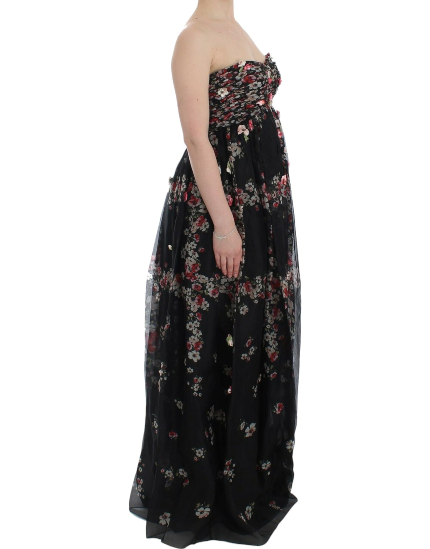 Dolce & Gabbana Elegant Strapless Silk Maxi Dress