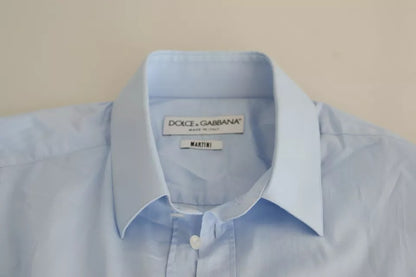 Dolce & Gabbana Light Blue Cotton Stretch Formal MARTINI Shirt