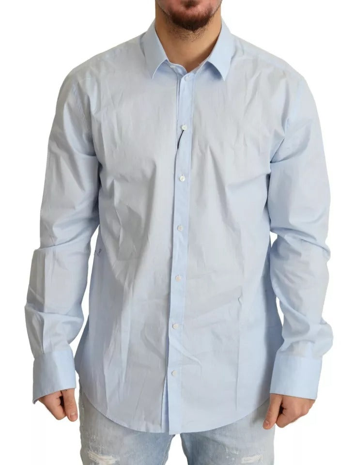 Dolce & Gabbana Light Blue Cotton Stretch Formal MARTINI Shirt