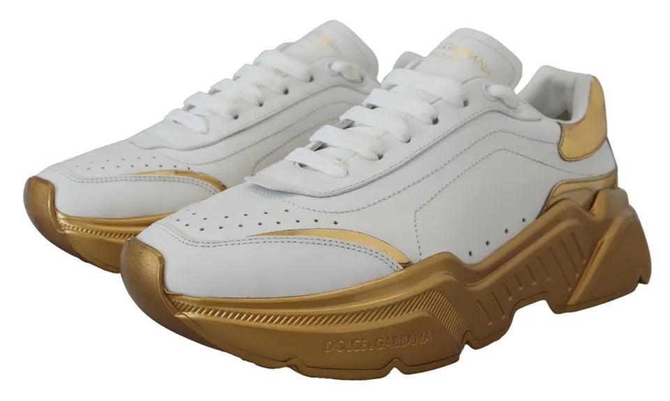 Dolce & Gabbana White Gold Low Top Daymaster Sneakers Shoes