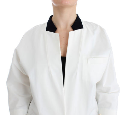 Andrea Pompilio Chic White Cotton Blend Blazer