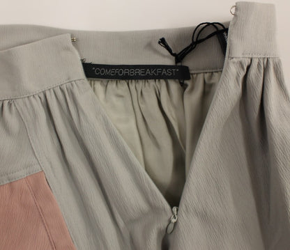 Comeforbreakfast Sleek Pleated Mini Skirt in Pink and Gray