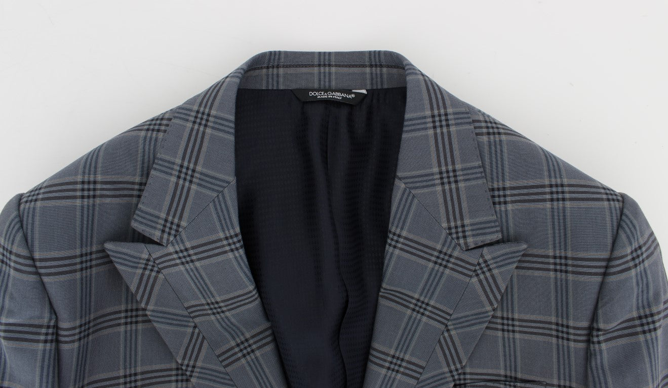 Dolce & Gabbana Elegant Blue Checkered Slim Fit Blazer