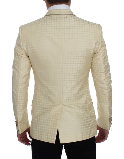 Dolce & Gabbana Sophisticated Beige Polka Dotted Blazer & Vest