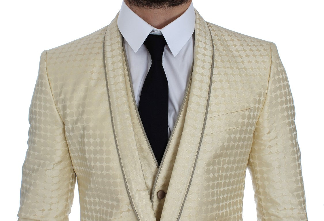 Dolce & Gabbana Sophisticated Beige Polka Dotted Blazer & Vest