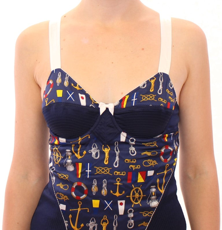 Dolce & Gabbana Blue Sailor Motif Stretch Tank Top