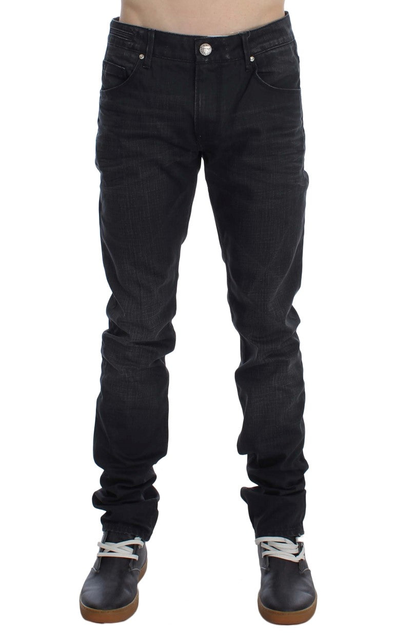 Acht Sleek Gray Slim Fit Italian Mens Jeans