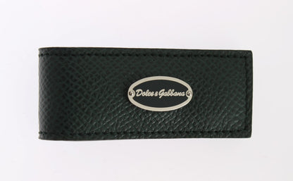 Dolce & Gabbana Elegant Green Leather Money Clip