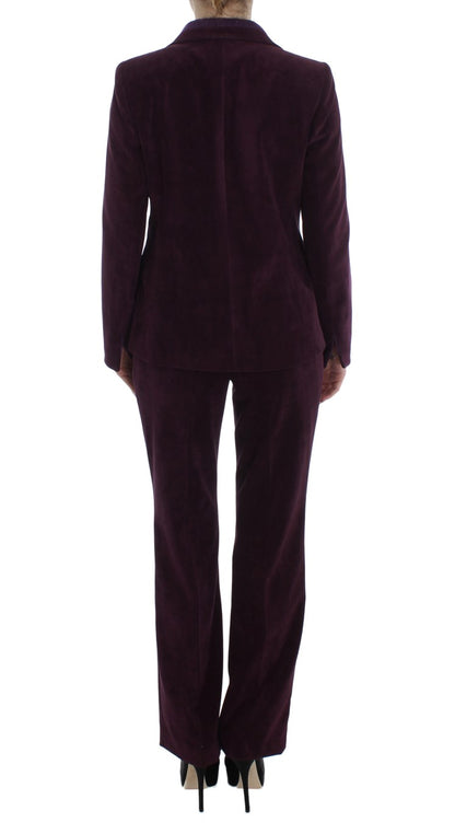 BENCIVENGA Elegant Purple Wool Blend Three Piece Suit Set