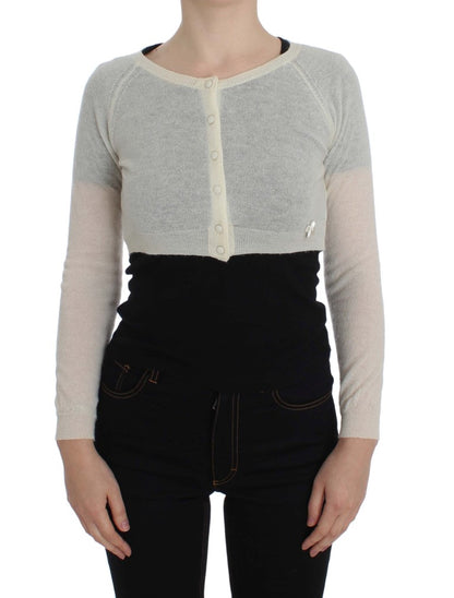 Ermanno Scervino Elegant White Crop Cardigan Sweater