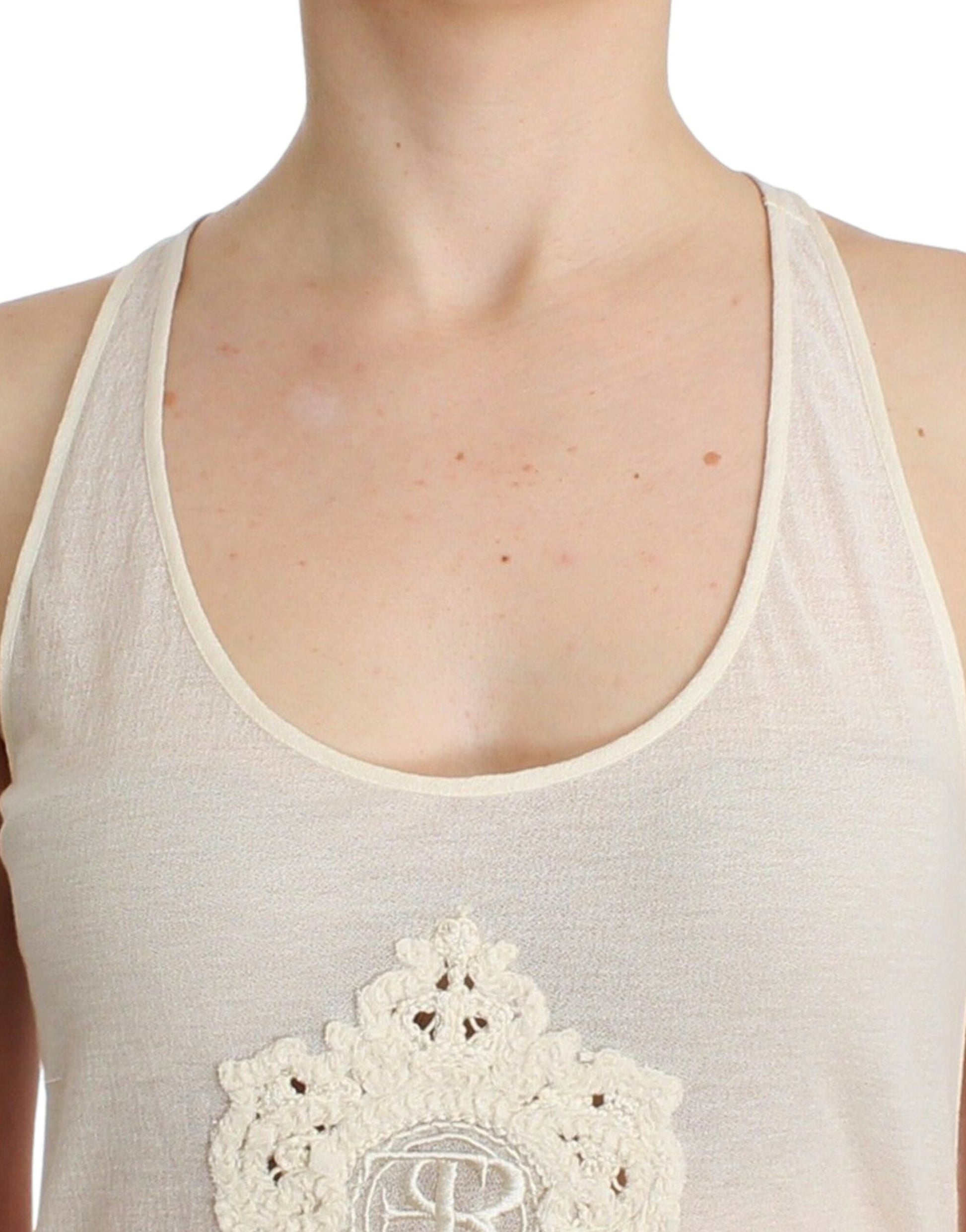 Ermanno Scervino Sophisticated White Cotton Tank Top