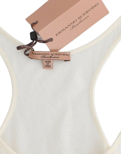 Ermanno Scervino Sophisticated White Cotton Tank Top