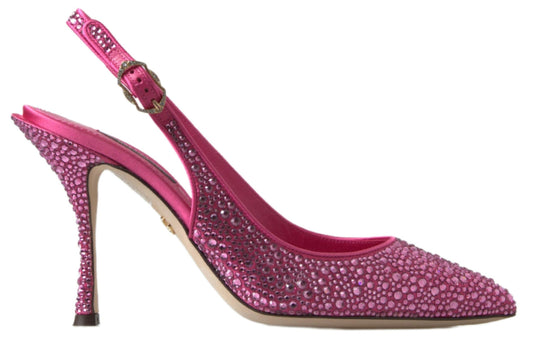 Dolce & Gabbana Elegant Slingback Heels in Pink Silk Blend