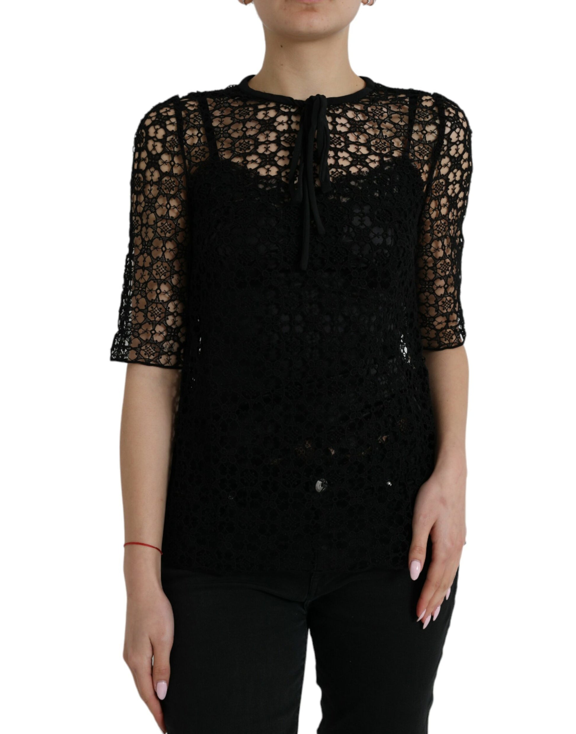 Dolce & Gabbana Elegant Floral Lace Blouse Top