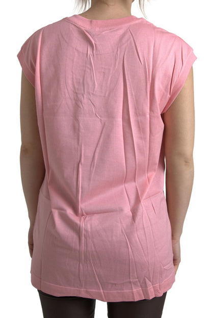 Dolce & Gabbana Elegant Pink Cotton Crew Neck Tank Top