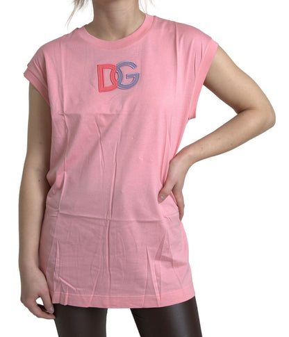 Dolce & Gabbana Elegant Pink Cotton Crew Neck Tank Top