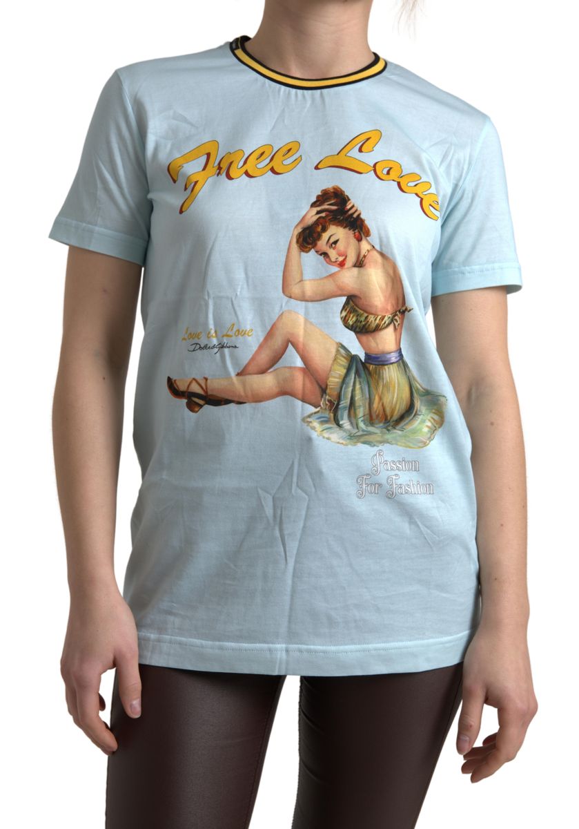 Dolce & Gabbana Elegant Light Blue Crew Neck T-Shirt