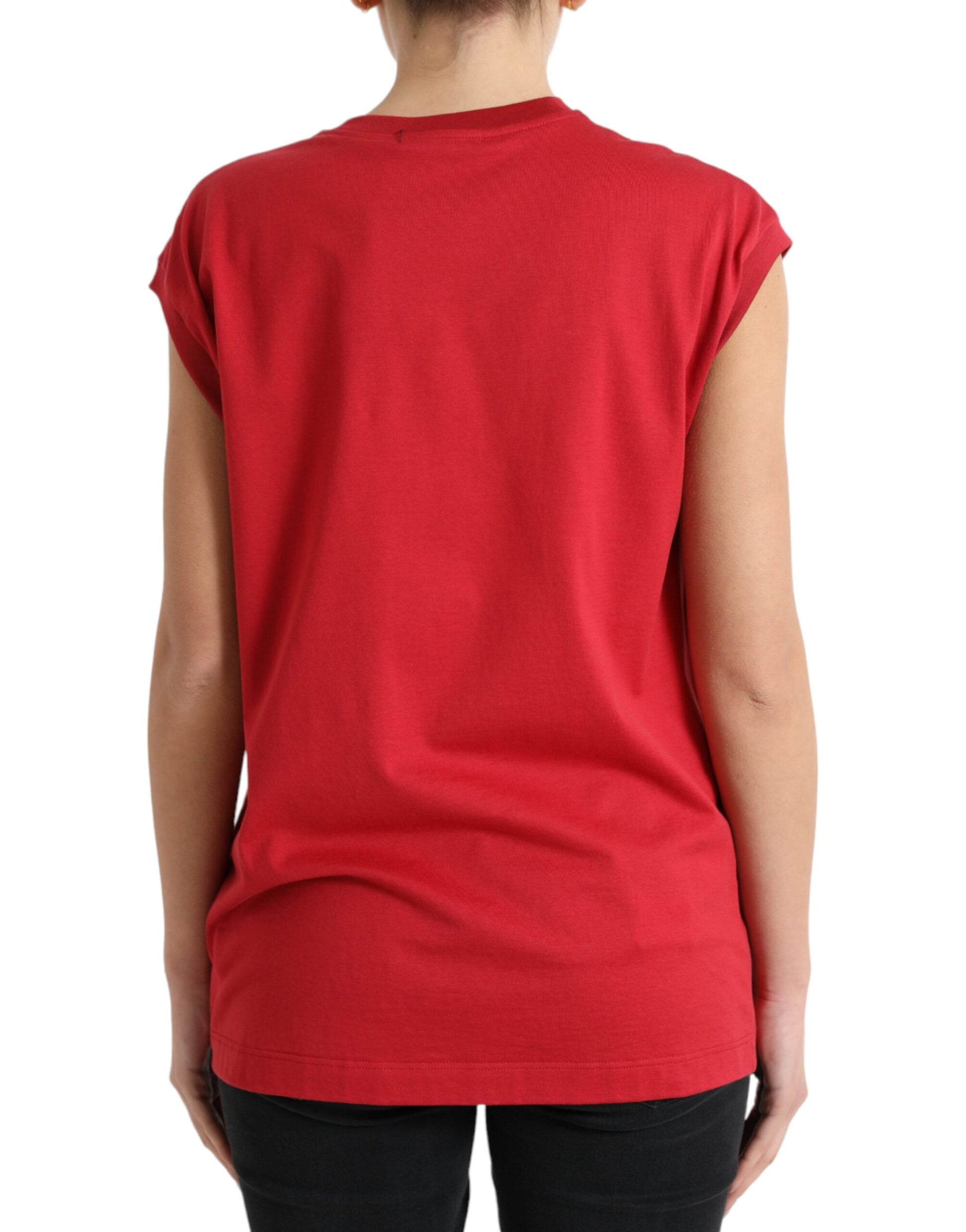 Dolce & Gabbana Elegant Red Cotton Crew Neck Tank Top