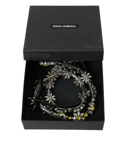 Dolce & Gabbana Elegant Crystal-Embellished Leather Belt