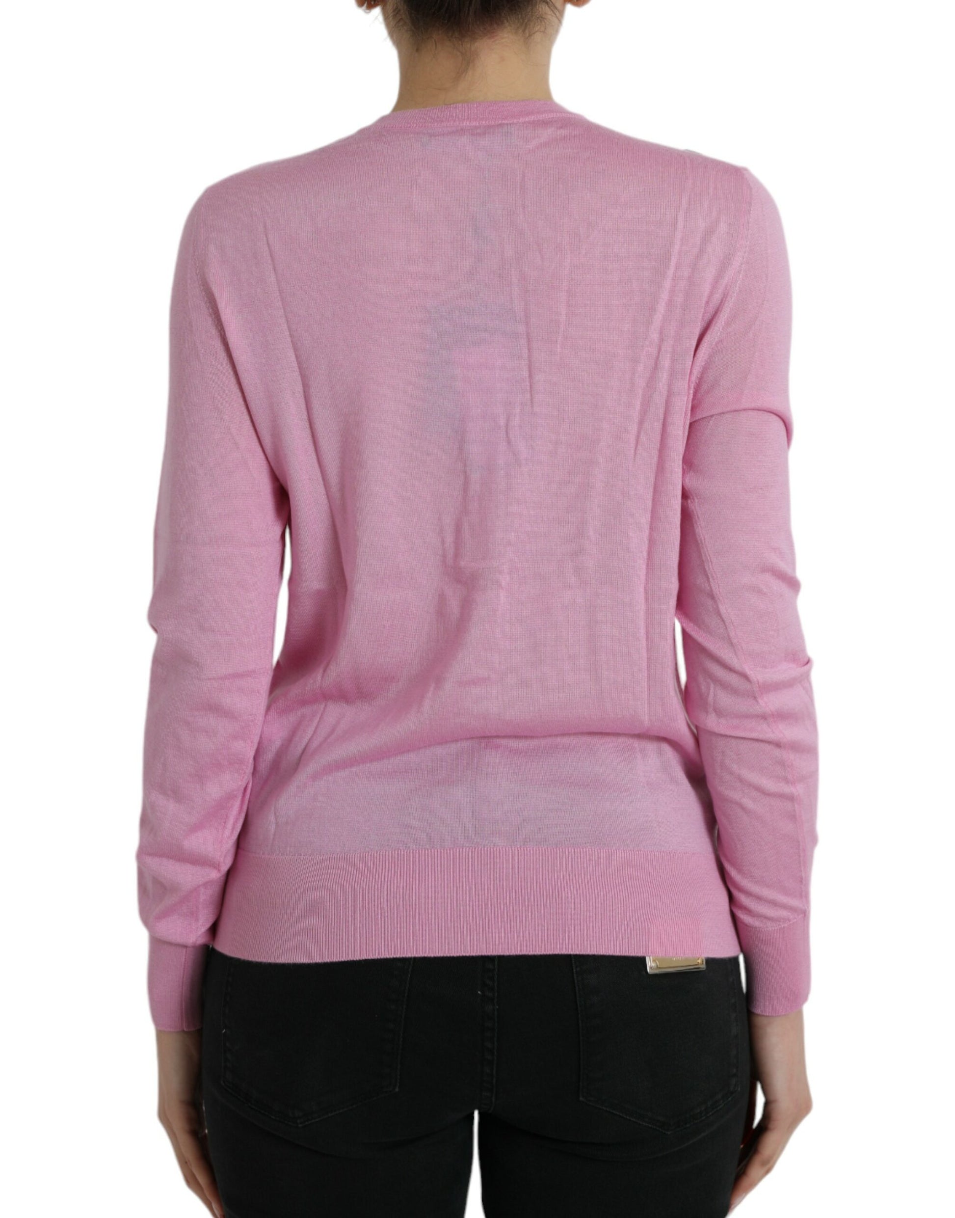 Dolce & Gabbana Elegant Cashmere Silk Pink Cardigan