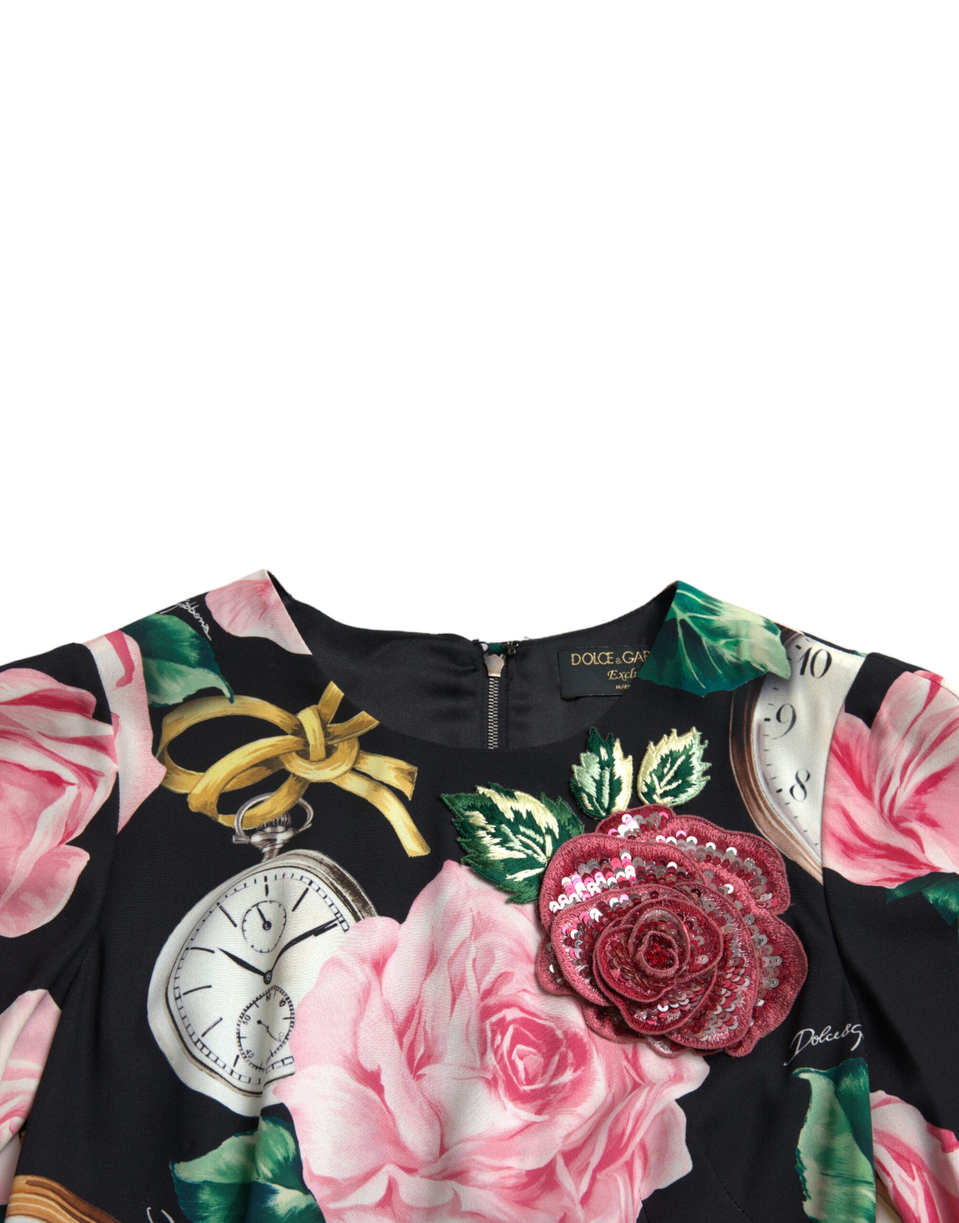 Dolce & Gabbana Enchanting Floral A-Line Dress with Sequined Detail