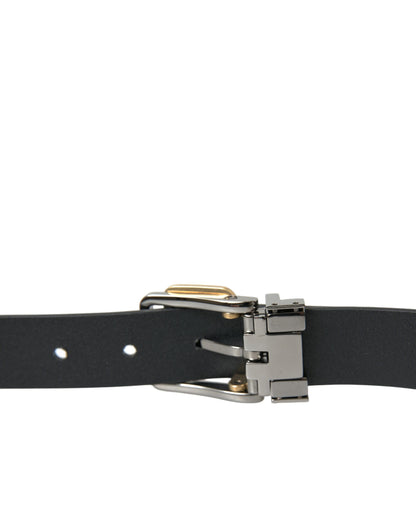 Dolce & Gabbana Elegant Black Leather Belt with Metal Buckle