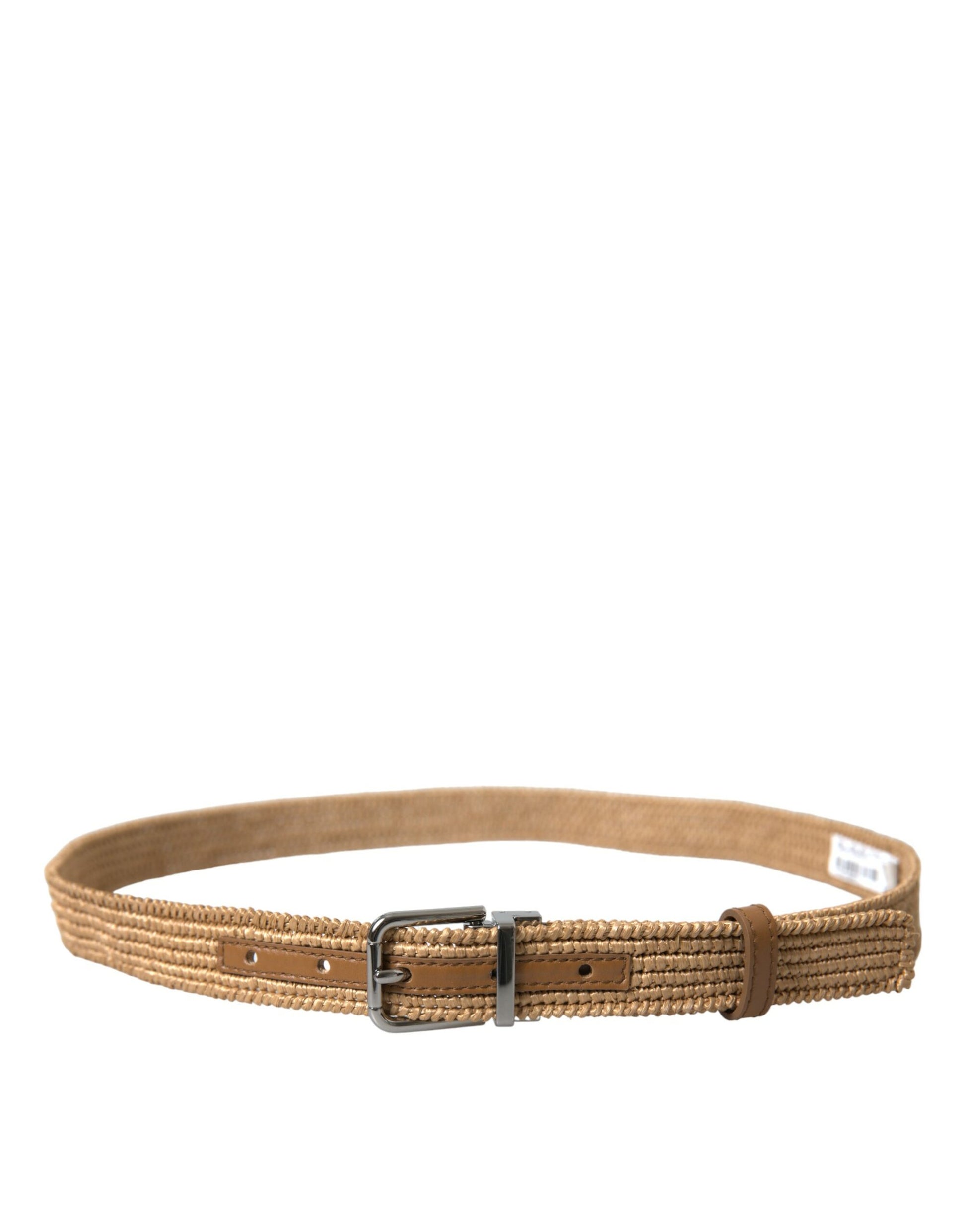 Dolce & Gabbana Elegant Beige Woven Leather Belt