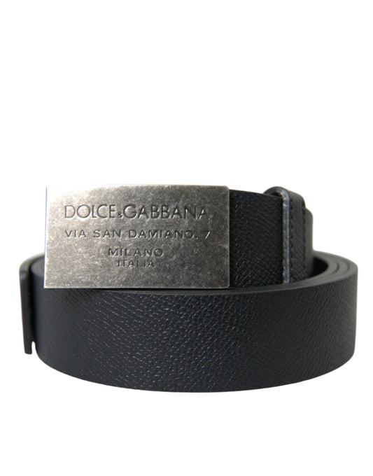 Dolce & Gabbana Elegant Black Leather Belt with Metal Buckle