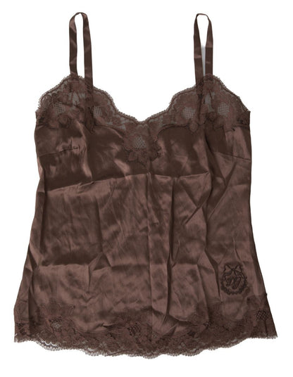 Dolce & Gabbana Silk Blend Camisole Top in Brown