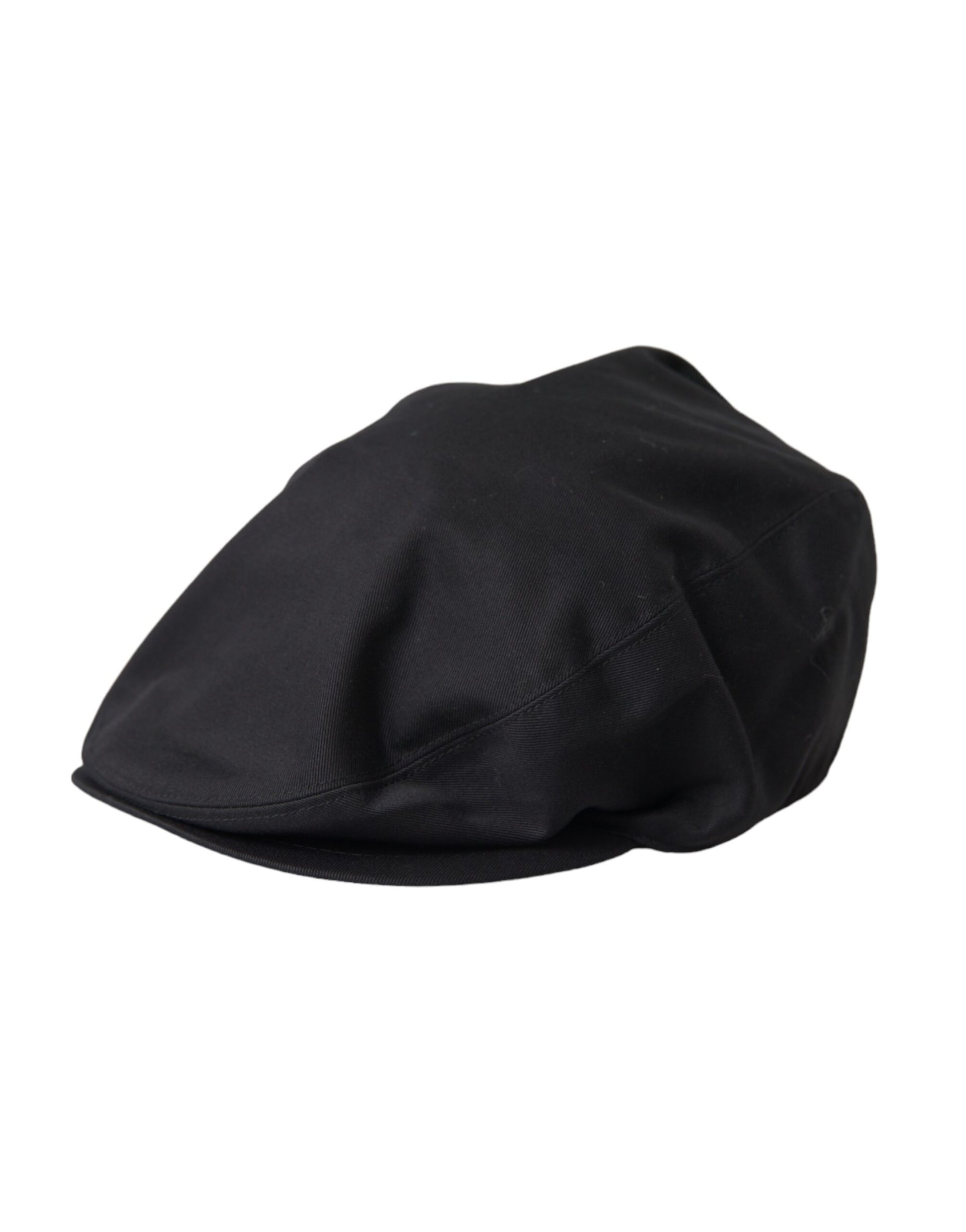 Dolce & Gabbana Black Cotton Logo Newsboy Hat Men