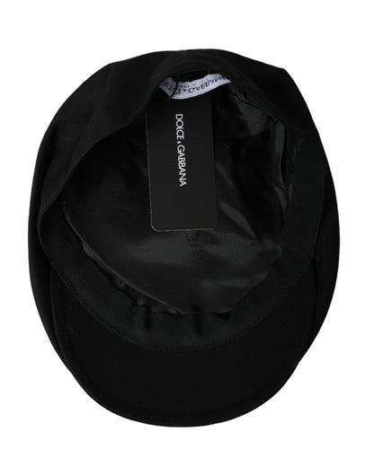 Dolce & Gabbana Black Cotton Logo Newsboy Hat Men