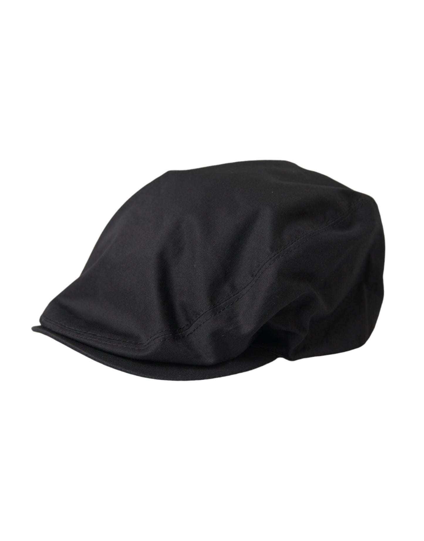 Dolce & Gabbana Black Cotton Blend Logo Newsboy Hat Men