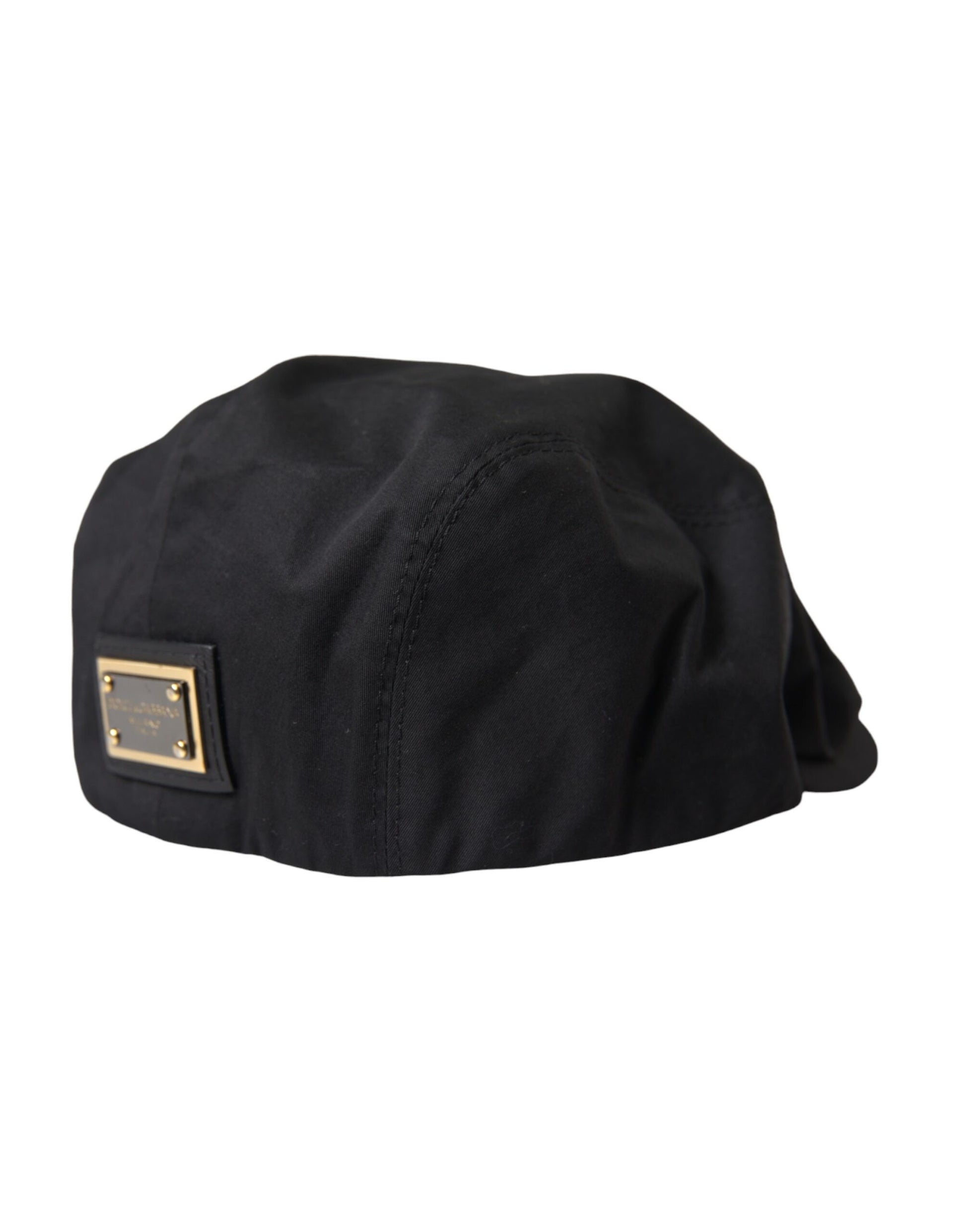 Dolce & Gabbana Black Cotton Blend Logo Newsboy Hat Men