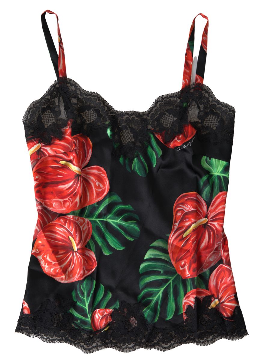 Dolce & Gabbana Anthurium Print Silk Camisole Top