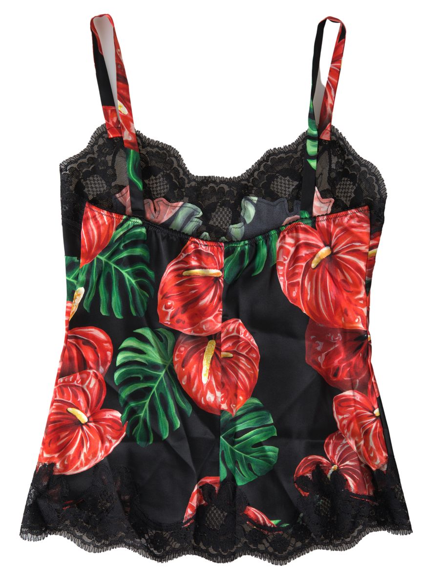 Dolce & Gabbana Anthurium Print Silk Camisole Top