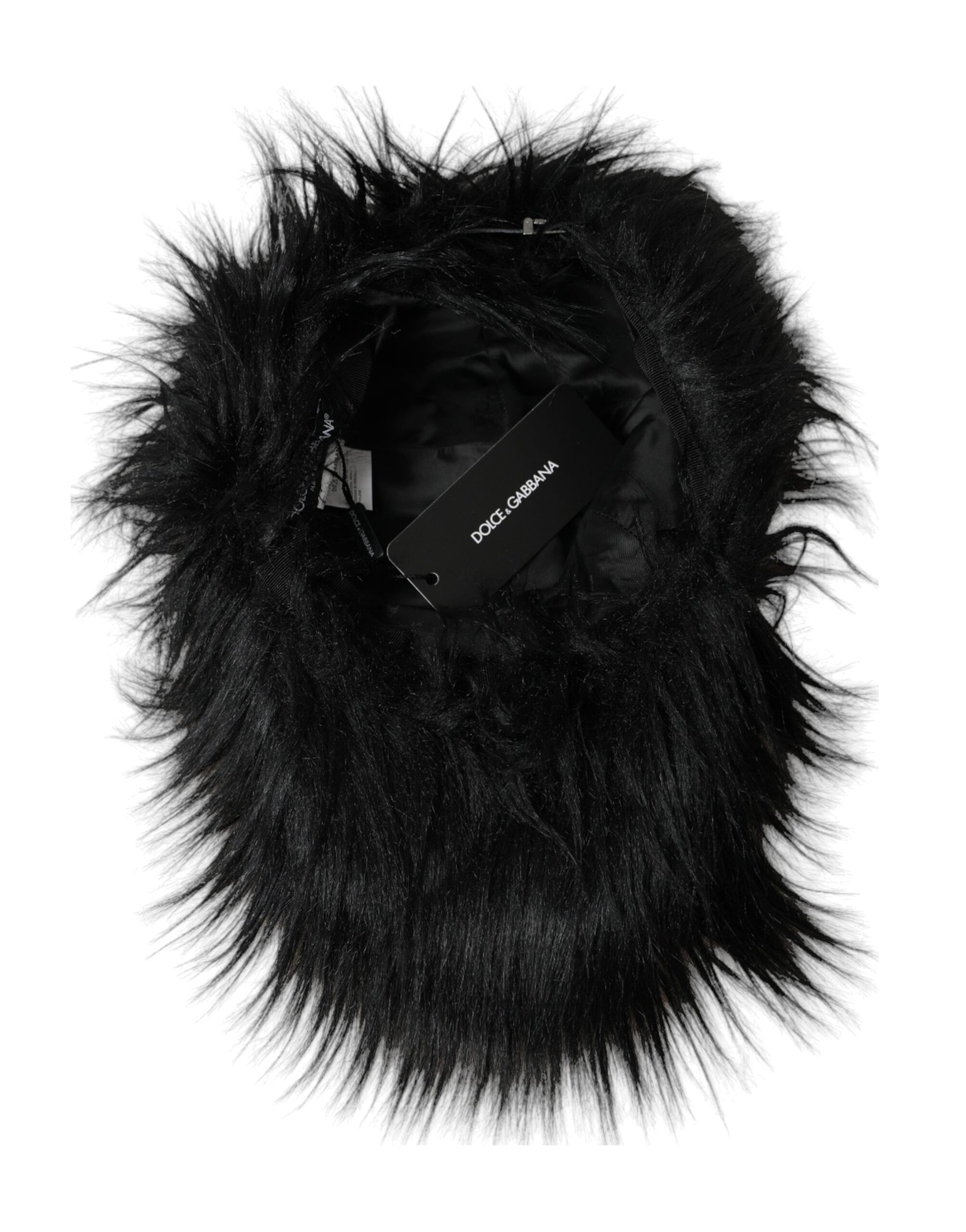 Dolce & Gabbana Black Faux Fur Cap Baseball Hat Men