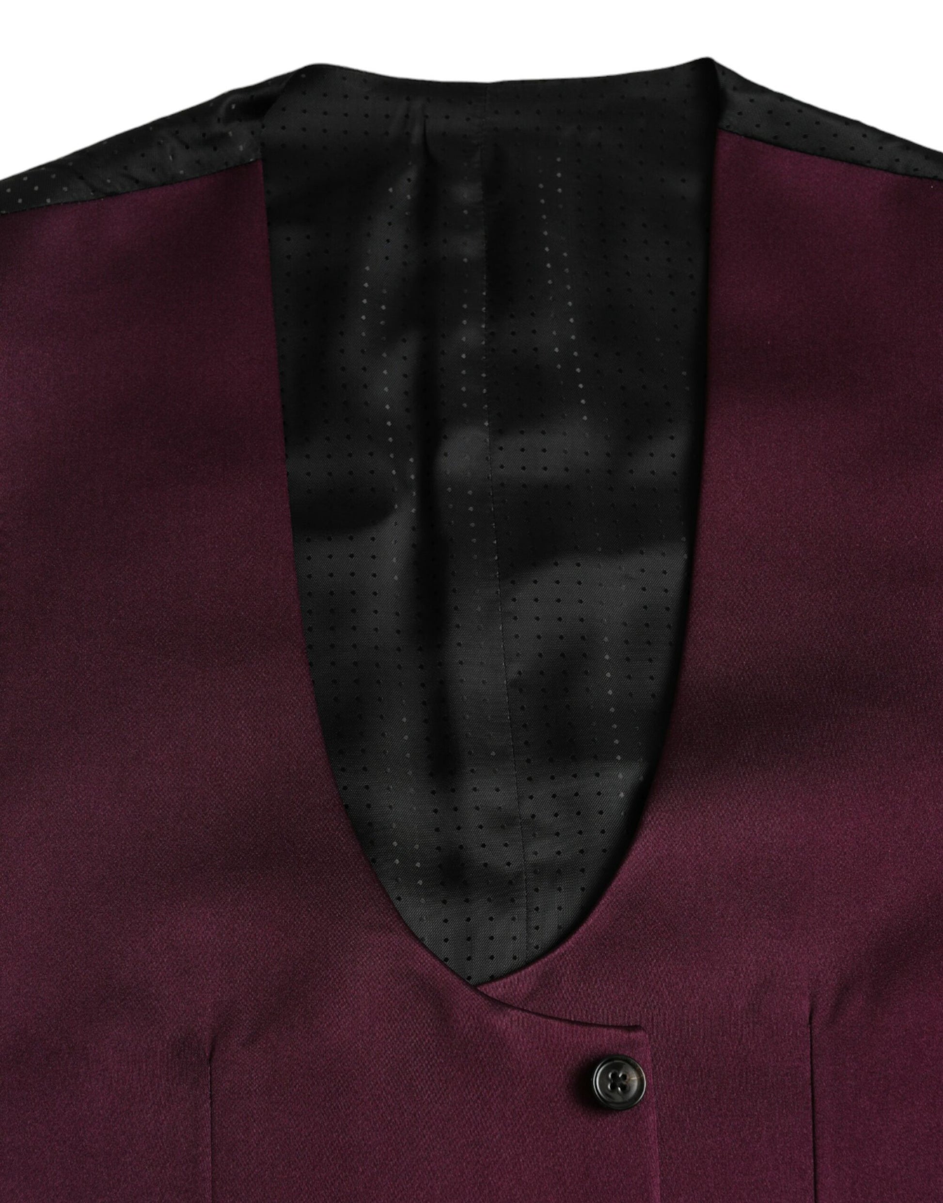 Dolce & Gabbana Maroon Satin Silk Waistcoat Dress Formal Vest