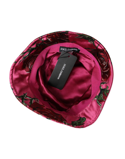 Dolce & Gabbana Pink Floral Cap Cotton Bucket Hat Men