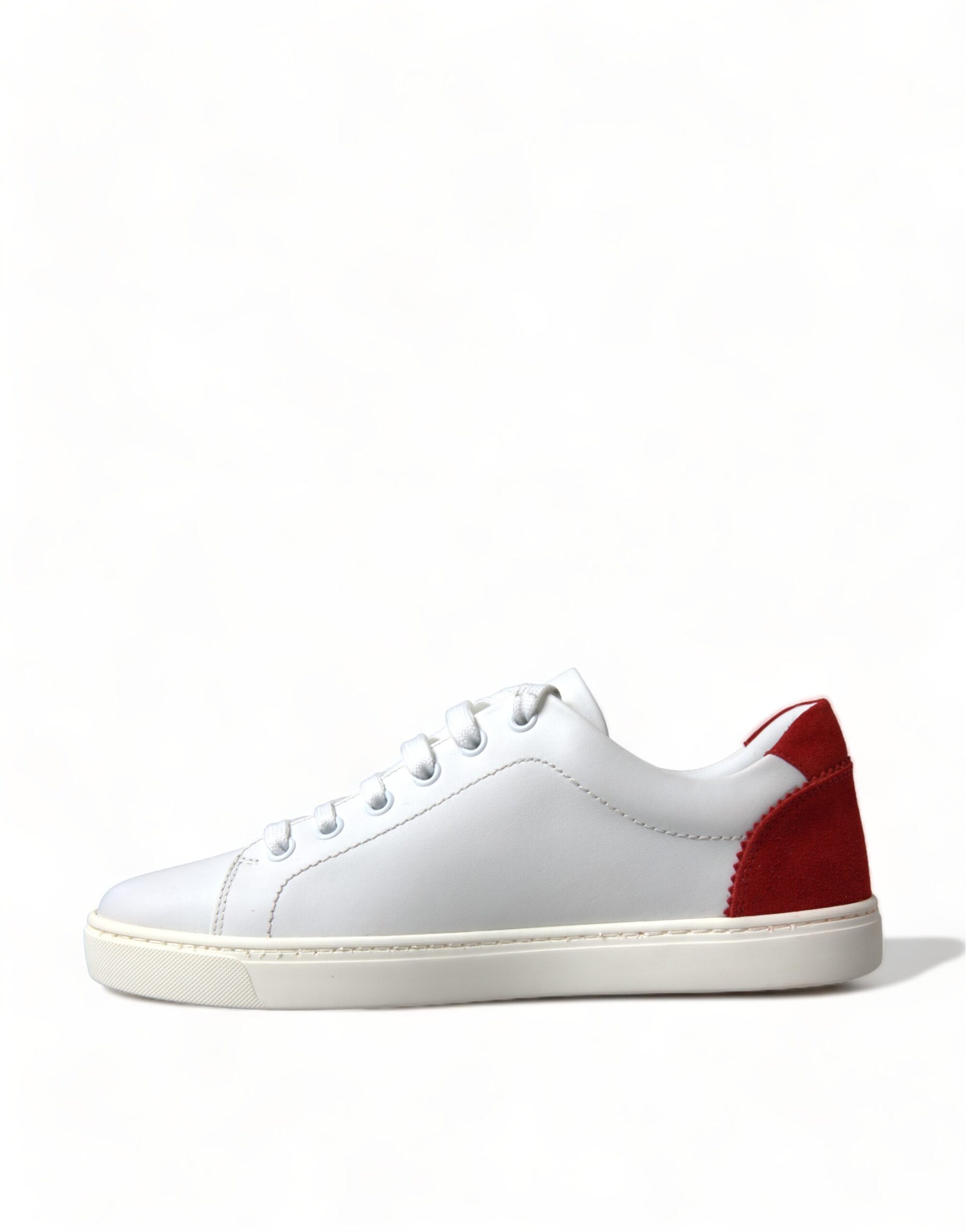 Dolce & Gabbana Chic White Leather Sneakers with Red Accents