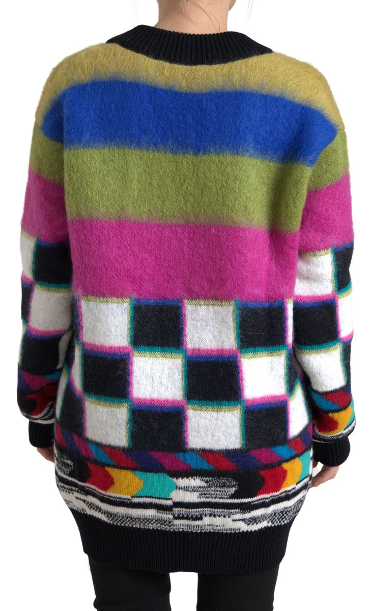 Dolce & Gabbana Multicolor V-Neck Luxury Pullover Sweater