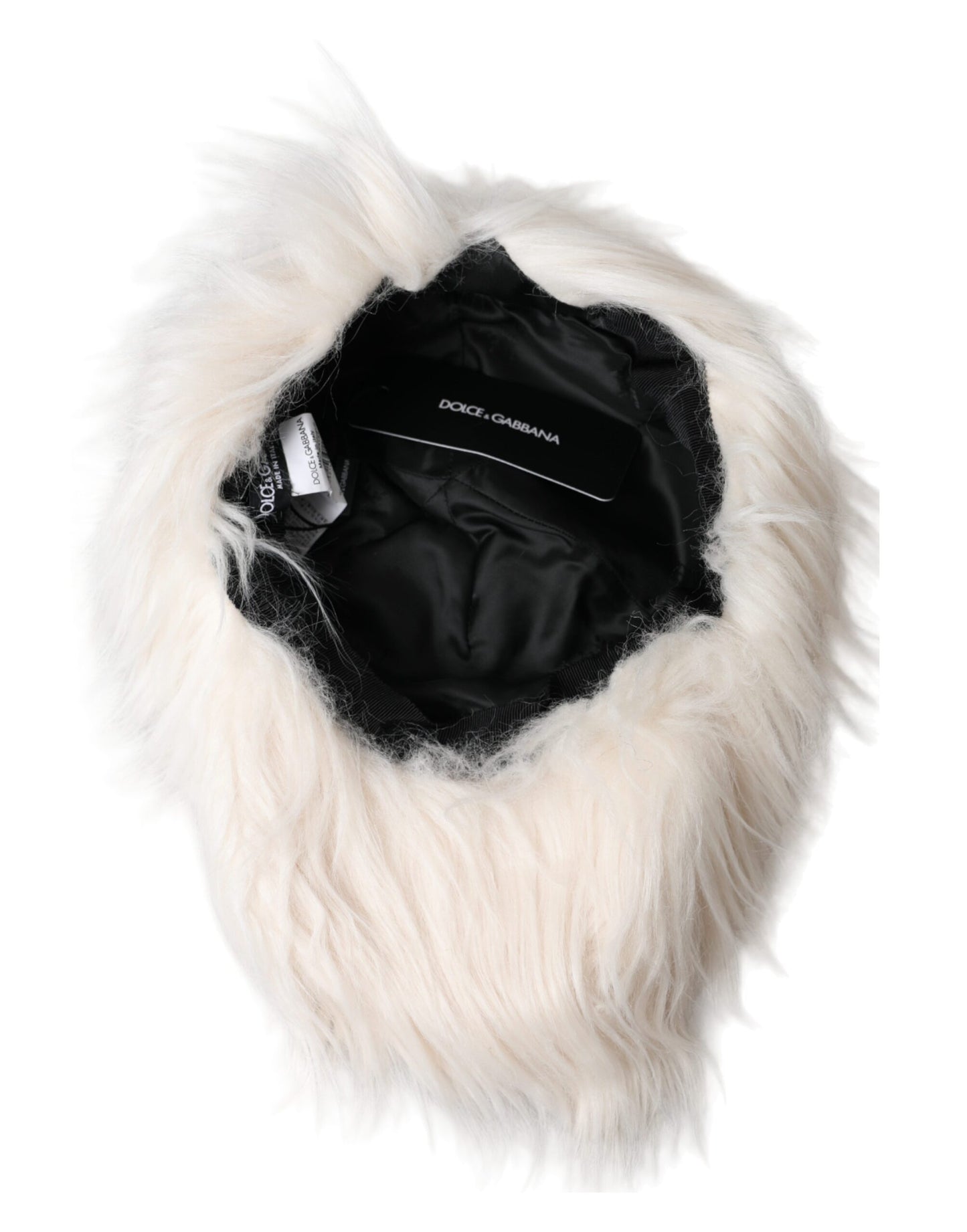 Dolce & Gabbana Off White Faux Fur Baseball Hat Men