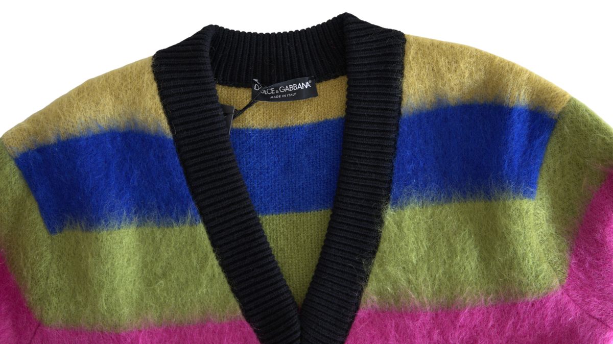 Dolce & Gabbana Multicolor V-Neck Luxury Pullover Sweater