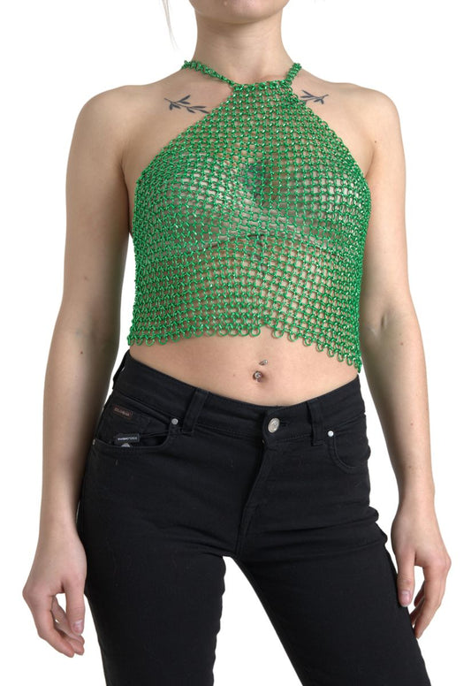 Dolce & Gabbana Emerald Halter Cropped Tank Top