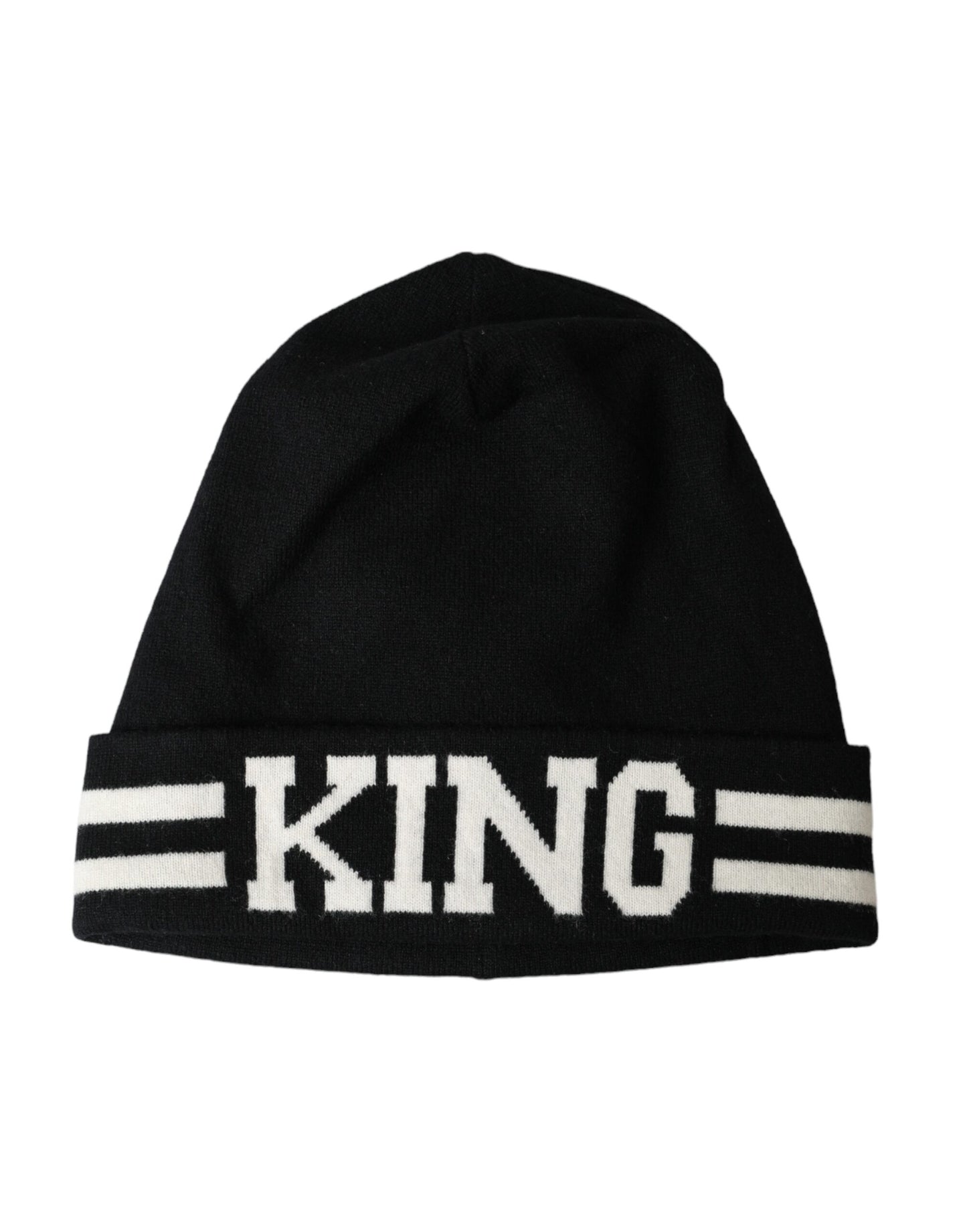 Dolce & Gabbana Black White Cashmere DG King Winter Beanie Hat