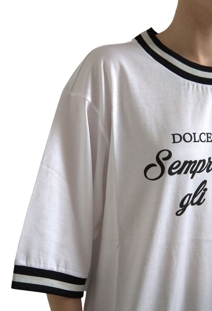 Dolce & Gabbana Elegant White Cotton Crew Neck Tee