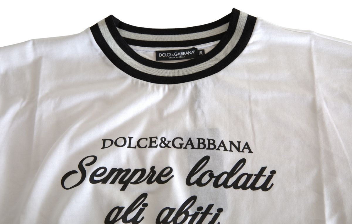 Dolce & Gabbana Elegant White Cotton Crew Neck Tee